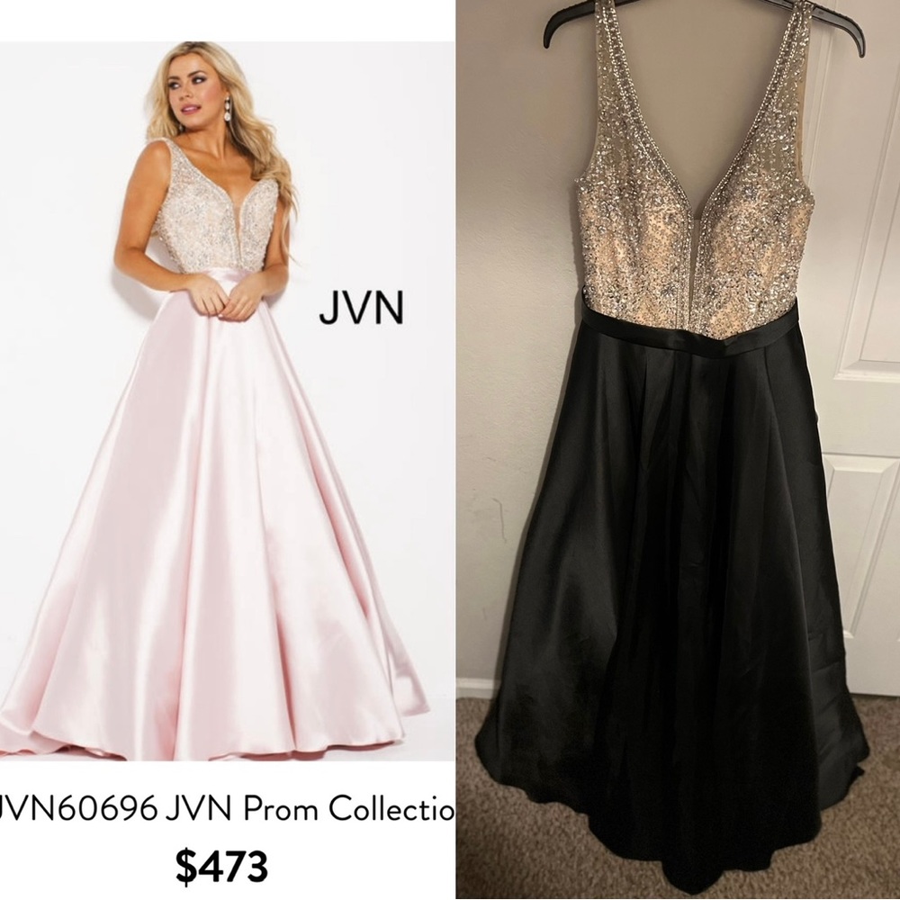 Elegant Black studded prom dress. JVN by Jaconi Size-14